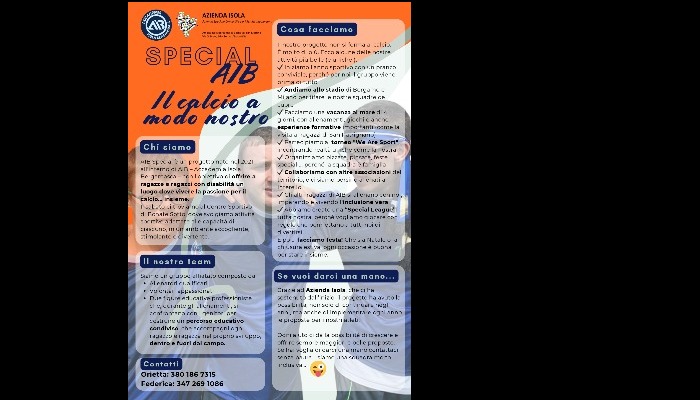 Il calcio a modo nostro di AIB SPECIAL con il contributo di Azienda Isola per il Bando Associazioni 2025