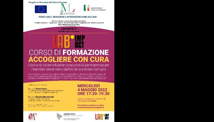 Webinar "ACCOGLIERE CON CURA" rivolto agli insegnanti della scuola secondaria di primo grado