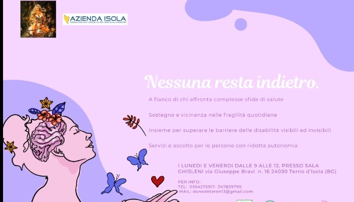 Progetto Nessuna resta indietro dell'Associazione Done de Teren con il contributo di Azienda Isola per il Bando Associazioni 2026
