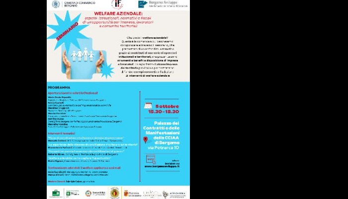 Seminario; WELFARE AZIENDALE: ASPETTI ISTITUZIONALI, NORMATIVI E FISCALI DI UN’OPPORTUNITÀ PER IMPRESE, LAVORATORI E COMUNITÀ TERRITORIALI