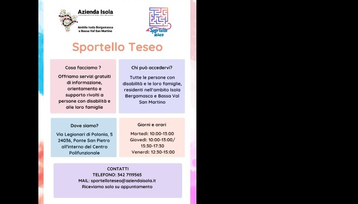 Sportello "Teseo": informazione, orientamento e supporto per persone con disabilità e per le loro famiglie