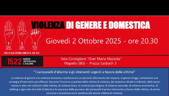 VIOLENZA DI GENERE DOMESTICA - COMUNE DI MAPELLO